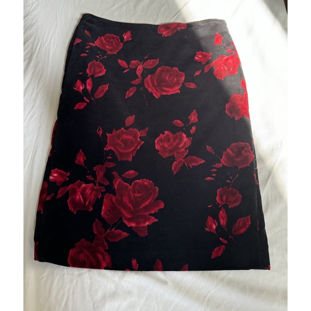 Talbots Skirt 6 Velvet Roses Floral Lined Coquette Old Money Whimsigoth Classic‎ - Picture 9 of 14